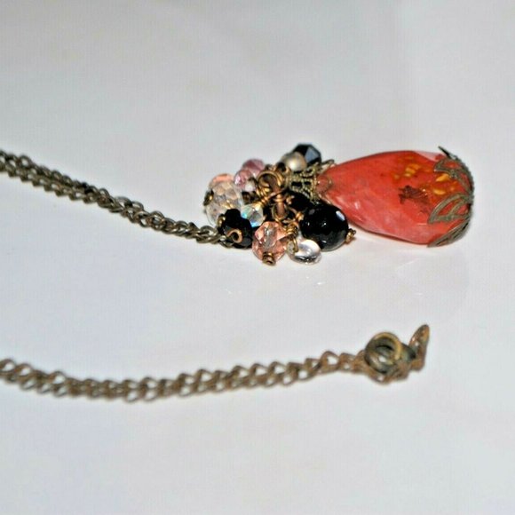 Faceted Cherry Quartz Necklace Crystal Cluster - Picture 5 of 9